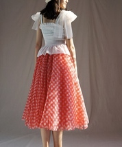 Red Plaid Tulle Skirt Women Custom Plus Size Plaid Midi Skirt Holiday Outfit image 5