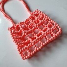 Fashion Female Bag Handmade Beaded Bag Color Acrylic Beads Portable Wear Bead Ba - £81.64 GBP