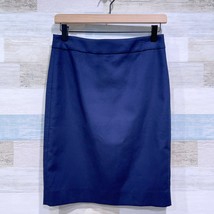 J By J Crew Cotton Work Pencil Skirt Navy Blue Twill Lined Career Womens 00 - £27.37 GBP