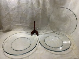 4 Clear Glass Dinner Plates Tableware - £3.48 GBP