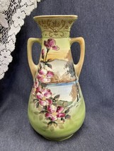 Numbered 12” Antique Royal Nishiki Nippon Porcelain Double Handle Vase Repaired - £16.25 GBP