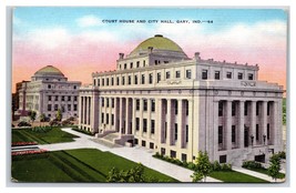 Court House And City Hall Gary Indiana IN UNP Linen Postcard Y4 - £3.09 GBP