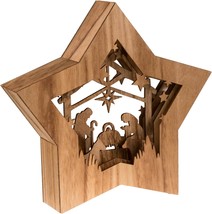 Clever Creations Wooden Star Shaped Nativity Scene Christmas Ornament,, Brown - £35.47 GBP