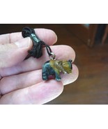 (an-ele-10) ELEPHANT Gray tan MARBLE carving Pendant NECKLACE FIGURINE g... - $146.35 MXN