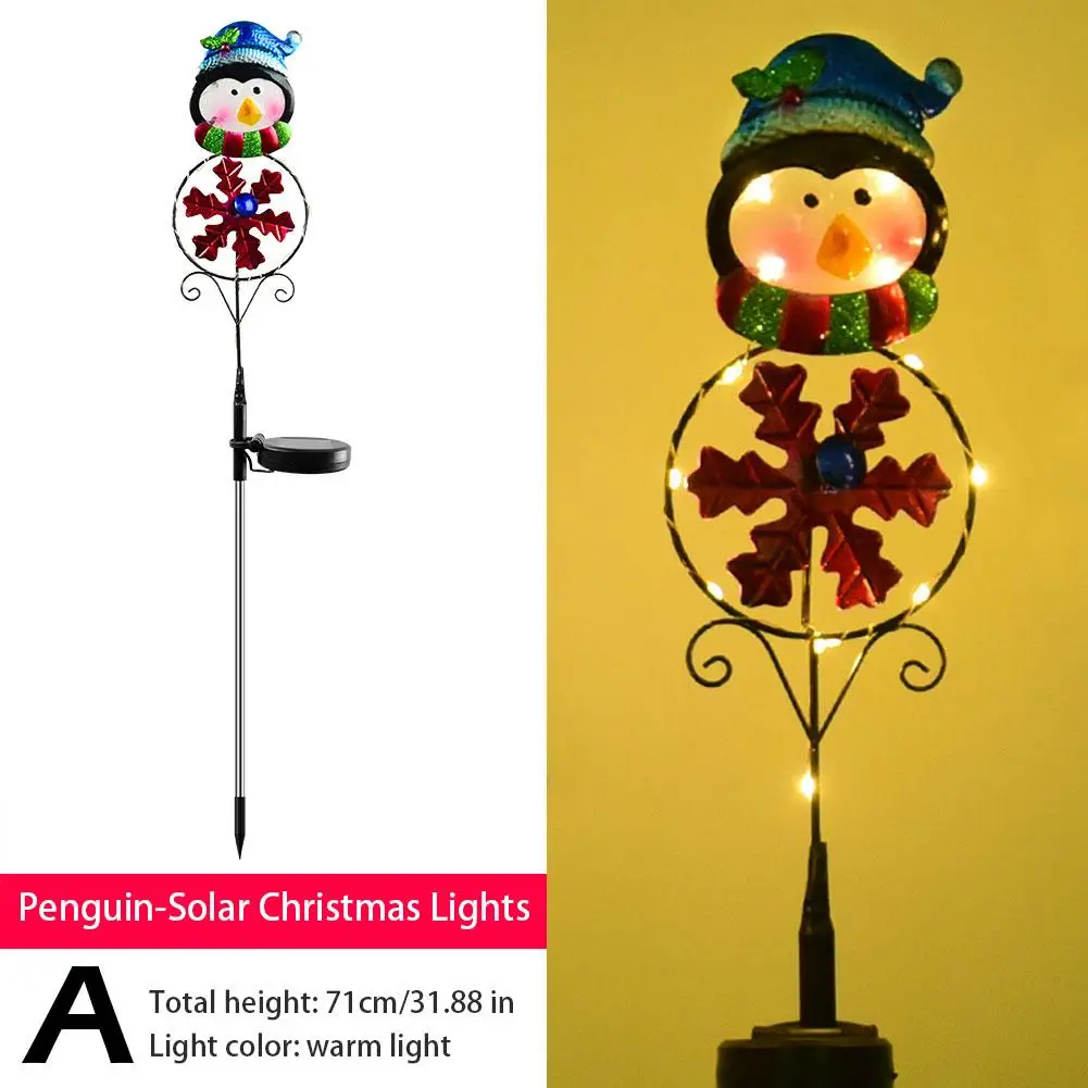 Merry Christmas Solar LED Garden Light Yard Lawn Snowman Elk Penguin Night Lamp  - £95.37 GBP