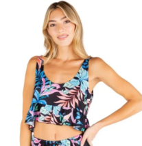 Hurley Women&#39;s Lost Paradise Flounce Cropped Tank Top Size L Floral Multicolor - £13.15 GBP