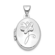 Silver  17x14mm Butterfly Oval Locket QLS719 - £50.99 GBP