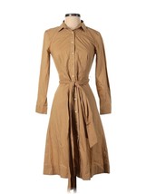 NWT J.Crew Tie Waist Cotton Poplin in Honey Brown Button Down Shirt Dress 4 - £47.98 GBP