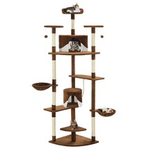 Cat Tree with Sisal Scratching Posts 203 cm Brown and White - £93.45 GBP