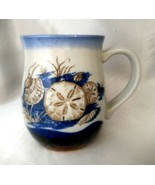 Vintage OTAGIRI ORIGINAL Blue Stoneware Coffee Cup Mug w/ Seashells Sand... - £15.33 GBP