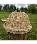 Handmade Wicker Food Cover with Tray - Natural Food Cloche for Bread &amp; C... - $140.00