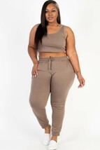 Women&#39;s Plus Size French Terry Cropped Tank Top &amp; Joggers Set - $694.83 MXN