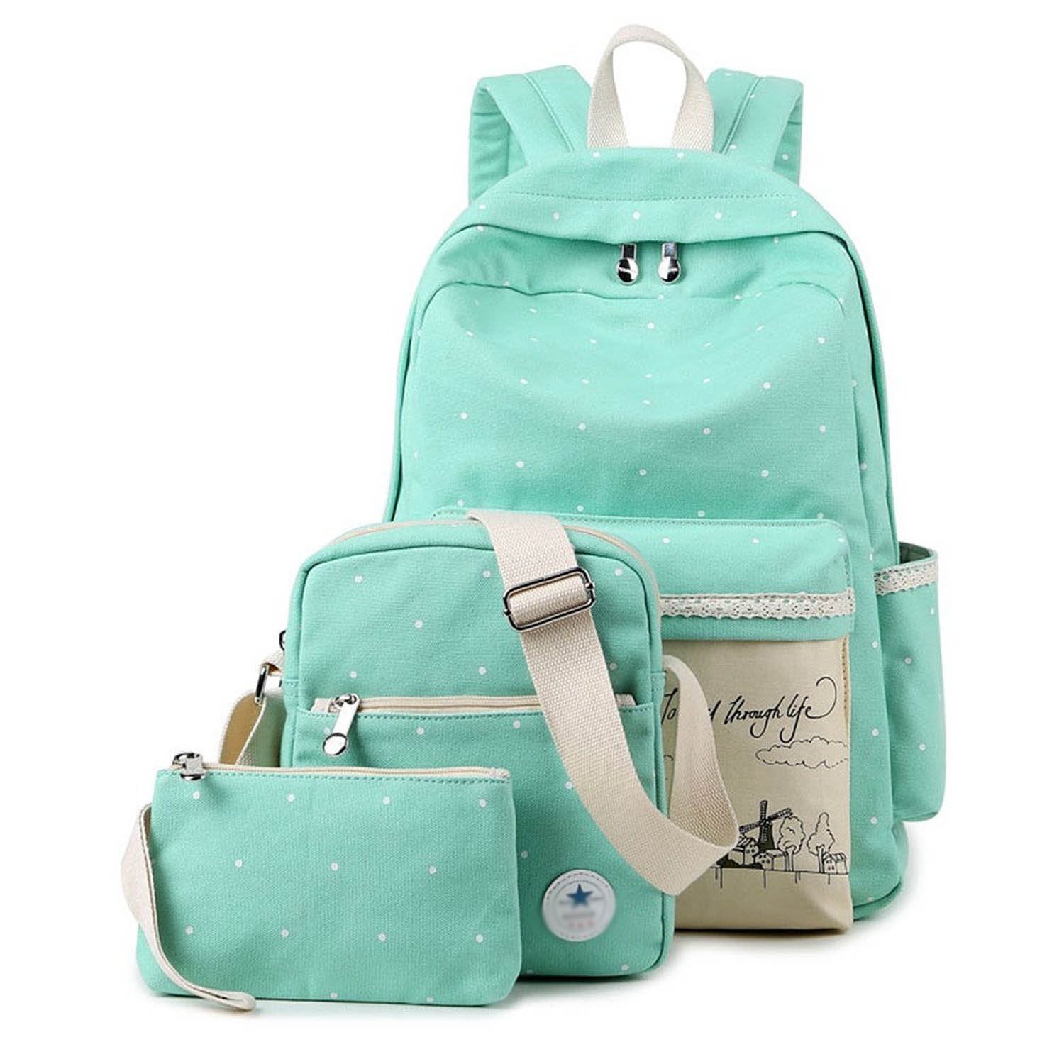 Samaz 3-in-1 Cute Korean Lace Canvas School Backpack for Teen Girls - $29.99