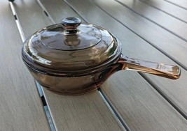 Vintage Pyrex Amber VISIONS .5 Liter Saucepan with Lid - £11.11 GBP