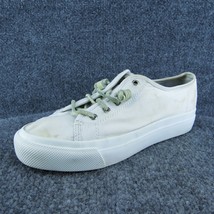 SPERRY Boat Women Sneaker Shoes White Fabric Lace Up Size 8.5 Medium - £19.46 GBP