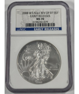 2008-W Silver American Eagle Rev of 07 Graded by NGC as MS-70 Early Rele... - $2,523.84 CAD
