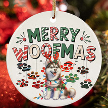 Merry Woofmas Siberian Husky Dog Dog Paws Lover Christmas Ornament Gift Decor - $15.79