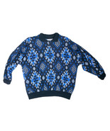 Vintage Jeric Knitwear Blue Black White Geometric Print Half Button Swea... - £7.78 GBP