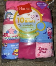 Hanes ~ Girls Briefs Tagless 10-Pair Underwear No Ride Up Multi-Color ~ Size 4 - £9.66 GBP