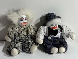 Lot of Two Q Tee Clowns 1987 Shelf Sitter  Collectible Hobo Clown Dolls - £38.13 GBP