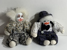 Lot of Two Q Tee Clowns 1987 Shelf Sitter  Collectible Hobo Clown Dolls - £36.23 GBP