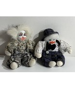 Lot of Two Q Tee Clowns 1987 Shelf Sitter  Collectible Hobo Clown Dolls - £37.91 GBP