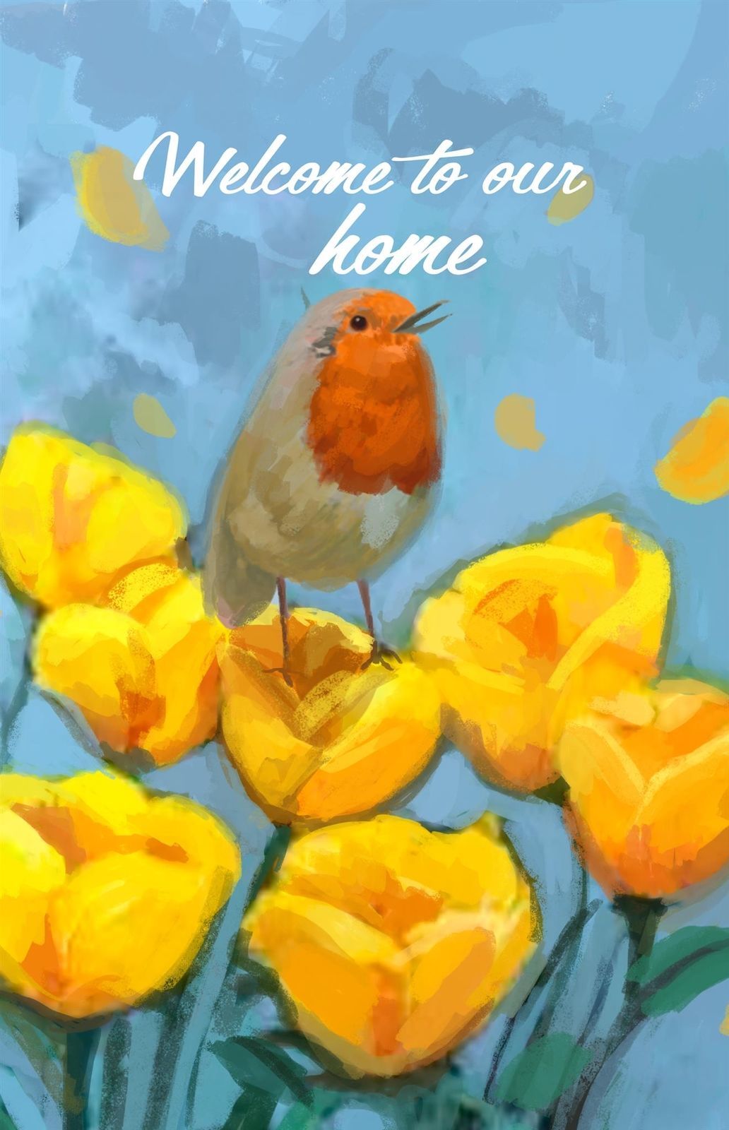 Welcome To Our Home Double Sided Garden Flag Emotes Bird & Flowers Banner Decor - £10.65 GBP