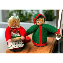 Vintage Christmas Baker and Bell Ringer Women Decorations Felt Handmade - £12.46 GBP