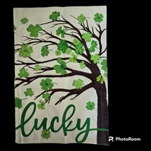 St. Patrick&#39;s Day Garden Flag 12x18 Lucky Green Shamrock Four Leaf Clove... - £7.75 GBP