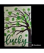 St. Patrick&#39;s Day Garden Flag 12x18 Lucky Green Shamrock Four Leaf Clove... - £7.80 GBP