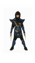 NEW Blue Battle Ninja Costume Halloween Boys Medium 8 Shirt Pants Tabard... - $18.68