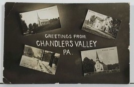 Pa Greetings From Chandlers Valley Rppc Multi View Warren Co Penna Postcard M8 - £31.44 GBP