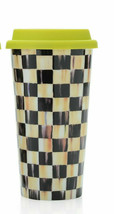 MacKenzie Childs Courtly Check Double-Wall Travel Mug Tumbler Coffee Cup 1 Boxed - £59.94 GBP
