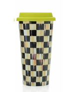 MacKenzie Childs Courtly Check Double-Wall Travel Mug Tumbler Coffee Cup 1 Boxed - $74.99