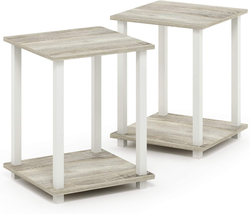 Furinno Simplistic Set of 2 End Table, Sonoma Oak/White - £37.24 GBP
