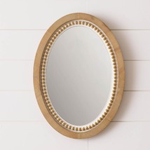 Natural Wood Beaded Oval Mirror - £70.91 GBP