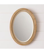 NATURAL WOOD BEADED OVAL MIRROR - £71.91 GBP