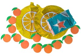Clementine Orange Shape Party Balloons and Garland Set - NO YARN - £10.27 GBP
