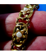 Antique Art Nouveau Bracelet Solid 15k Gold Deco Statement 2 tone Links ... - €3.855,67 EUR