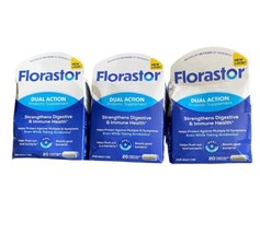 3 Florastor Dual Action Probiotic Supplement 500 mg 20 Capsules Each DAM... - $39.99