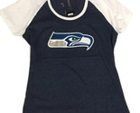 NFL Seattle Seahawks Mujer Mediano M Raglán Camiseta Metálico Plata Logo... - $14.74