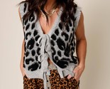 So Me Leopard Print Tie Front Top Grey/ Black - $42.00