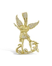 Archangel Saint St Michael 10k Gold Pendant Men Charm 2&quot; - £414.15 GBP