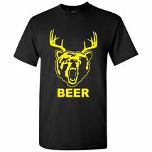 Beer Bear Deer Funny Humor Pun Mens T Shirt - Small - Black - £18.95 GBP