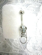 Zipper Pull with Baby Blue Crystals Solid One Piece 14g Bellyy Ring Navel Barbel - £3.98 GBP