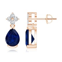 ANGARA 2.58 Ct Pear-Shaped Blue Sapphire Drop Earring... - £2,131.69 GBP