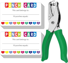 200 PCS Punch Cards, Incentive Card with Handheld Puncher Kit Heart Shaped Incen - $13.99