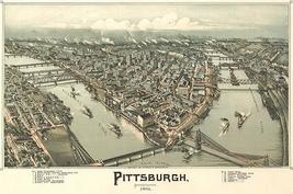 Pittsburgh, Pennsylvania - 1902 - Aerial Bird&#39;s Eye View Map Poster - £7.98 GBP+