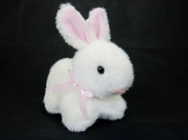 5&quot; Plush Easter Basket Bunny, White Fur w/Pink Ears &amp; Nose, Cuddly Toddler Toy - £6.10 GBP