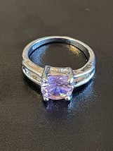 Pink Cubic Zirconia S925 Silver Woman Ring Size 6 - £10.25 GBP